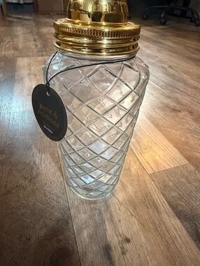 Savor & Celebrate Glass Cocktail Shaker with Gold Lid